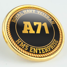 Load image into Gallery viewer, HMS Enterprise A71 Pennant Number Pin/Lapel Badge
