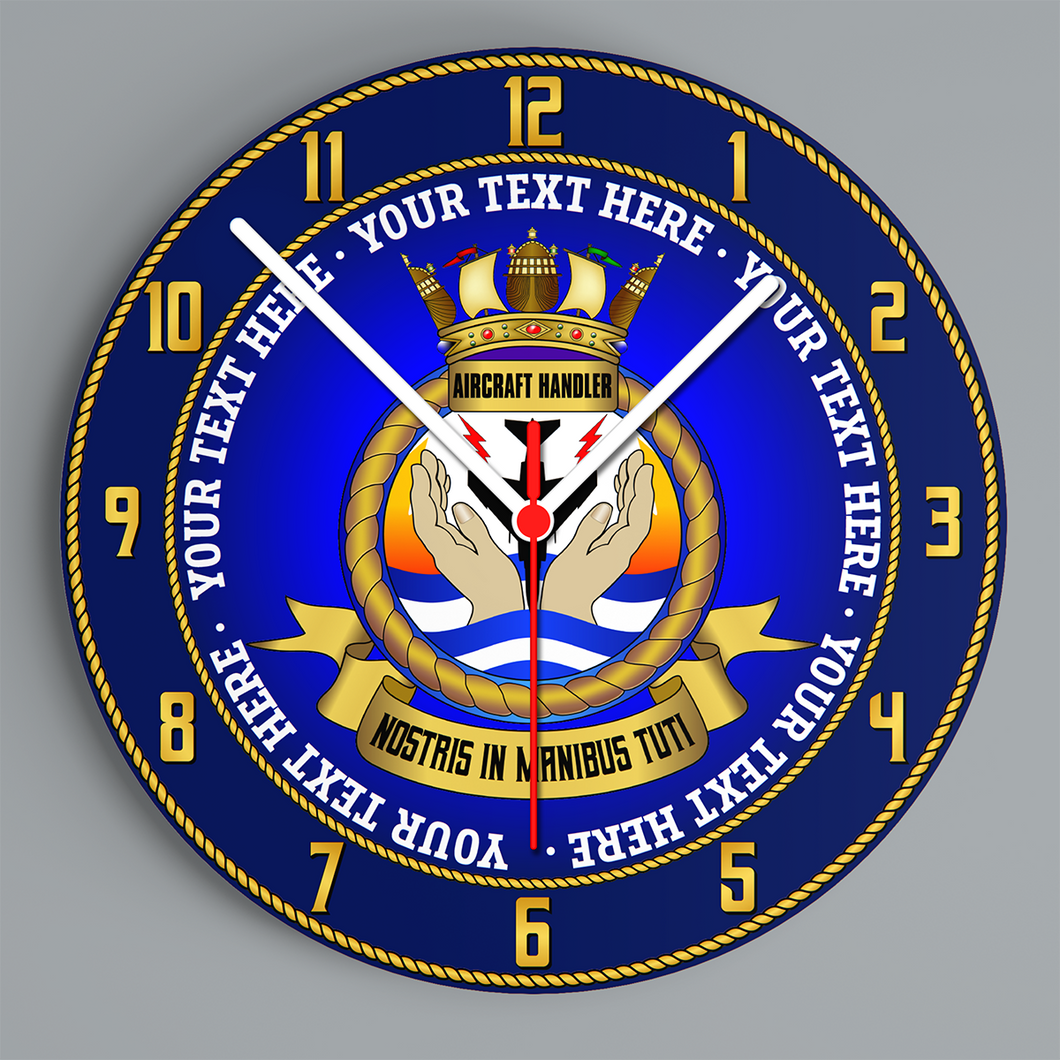 Aircraft Handler Crest Glass Hanging Photo Clock - Personalised