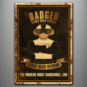 Vintage Style Aluminium Sign 'Flight Deck Veteran - Badger'