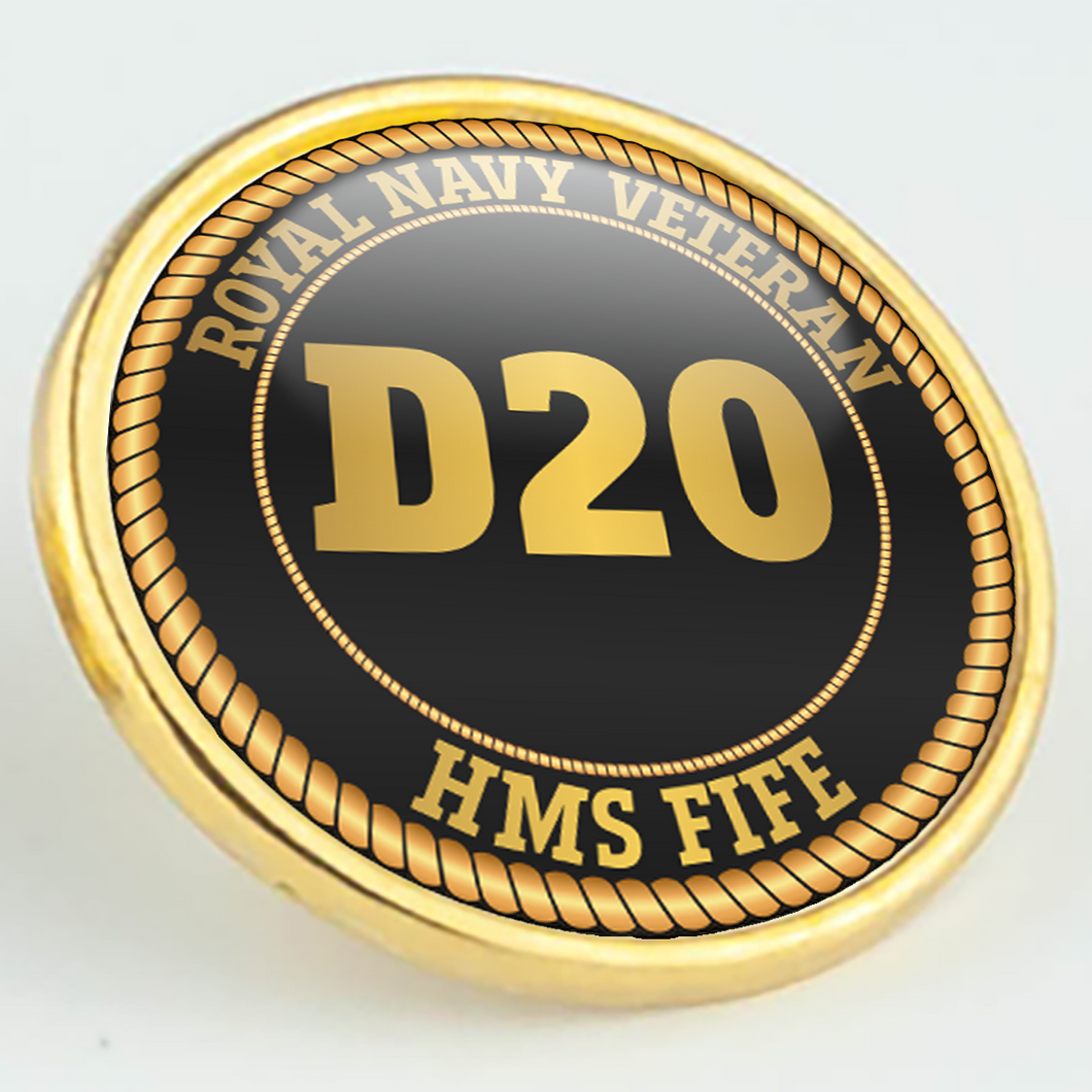 HMS Fife D20 Pennant Number Pin/Lapel Badge