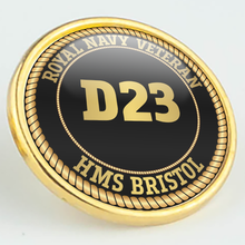 Load image into Gallery viewer, HMS Bristol D23 Pennant Number Pin/Lapel Badge
