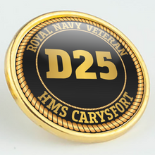 Load image into Gallery viewer, HMS Carysfort D25 Pennant Number Pin/Lapel Badge
