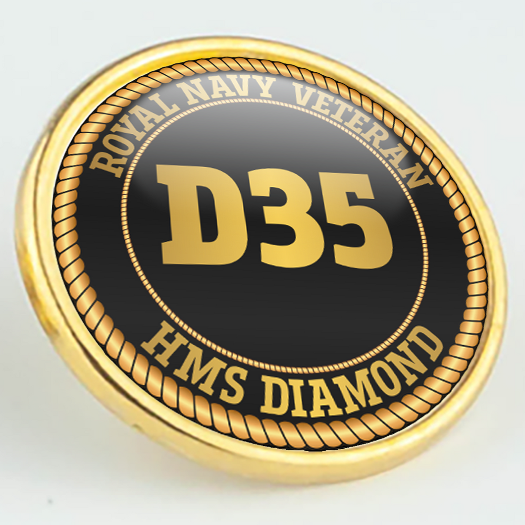 HMS Diamond D35 Pennant Number Pin/Lapel Badge