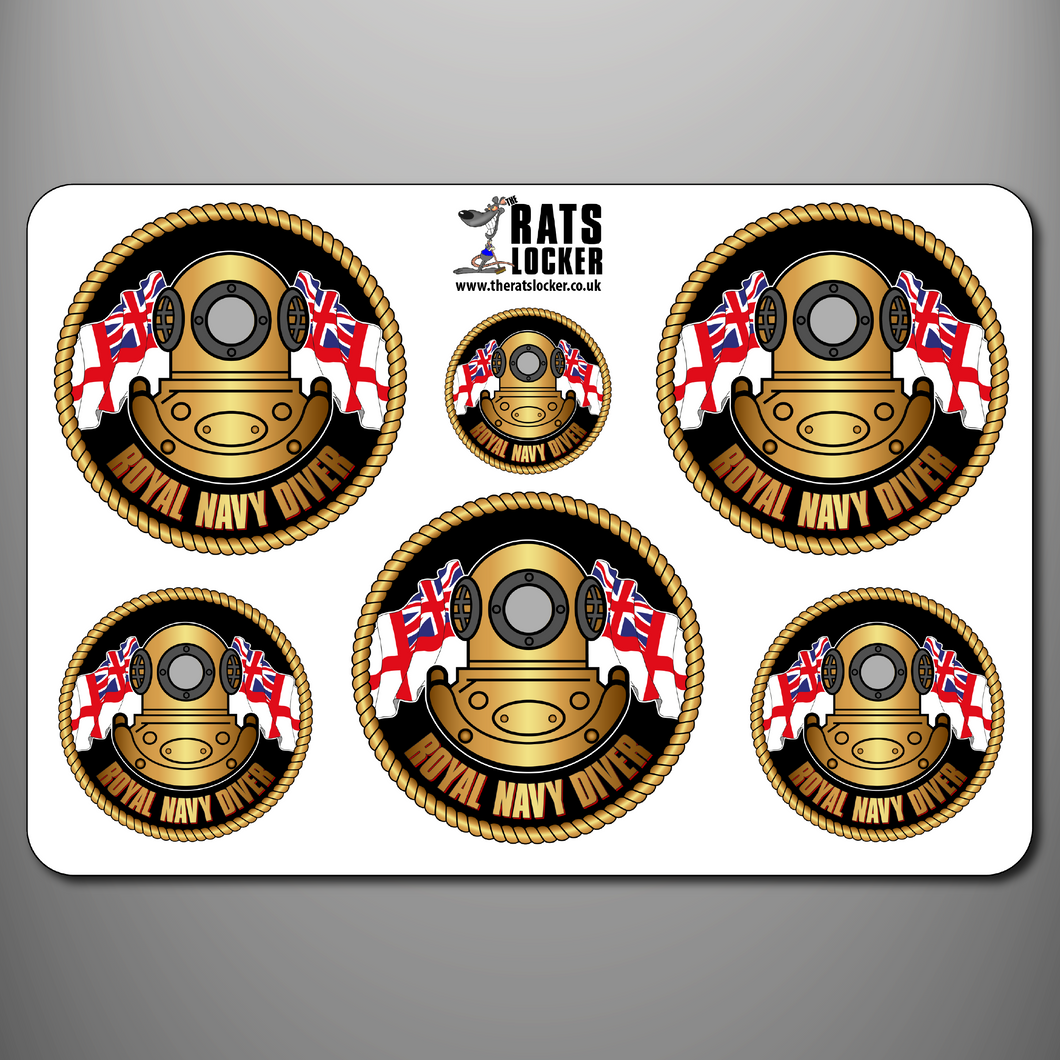 Royal Navy Diver Self Adhesive Sticker Sheet