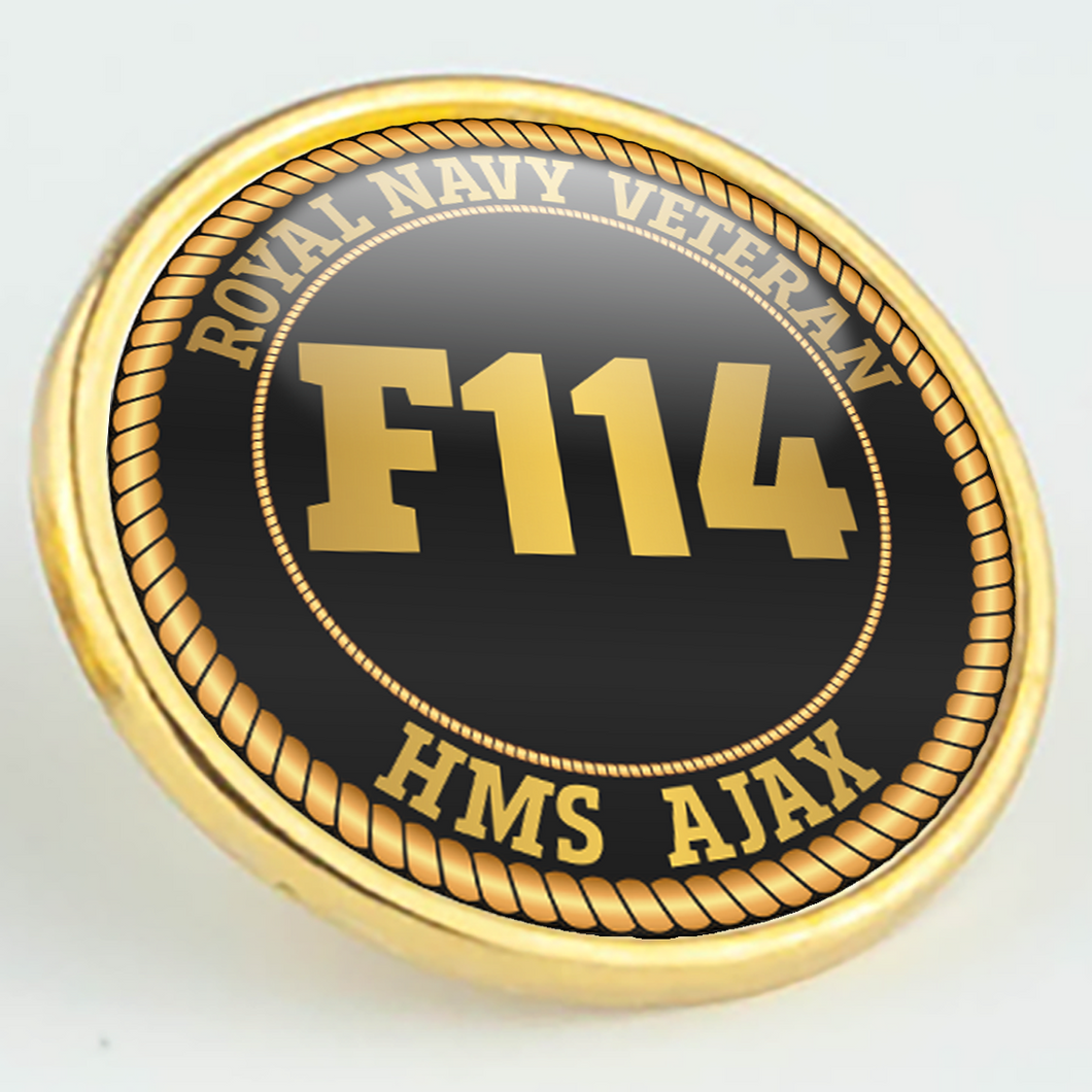 HMS Ajax F114 Pennant Number Pin/Lapel Badge