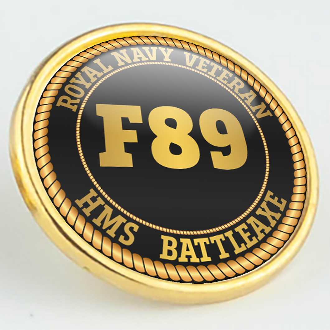 HMS Battleaxe F89 Pennant Number Pin/Lapel Badge