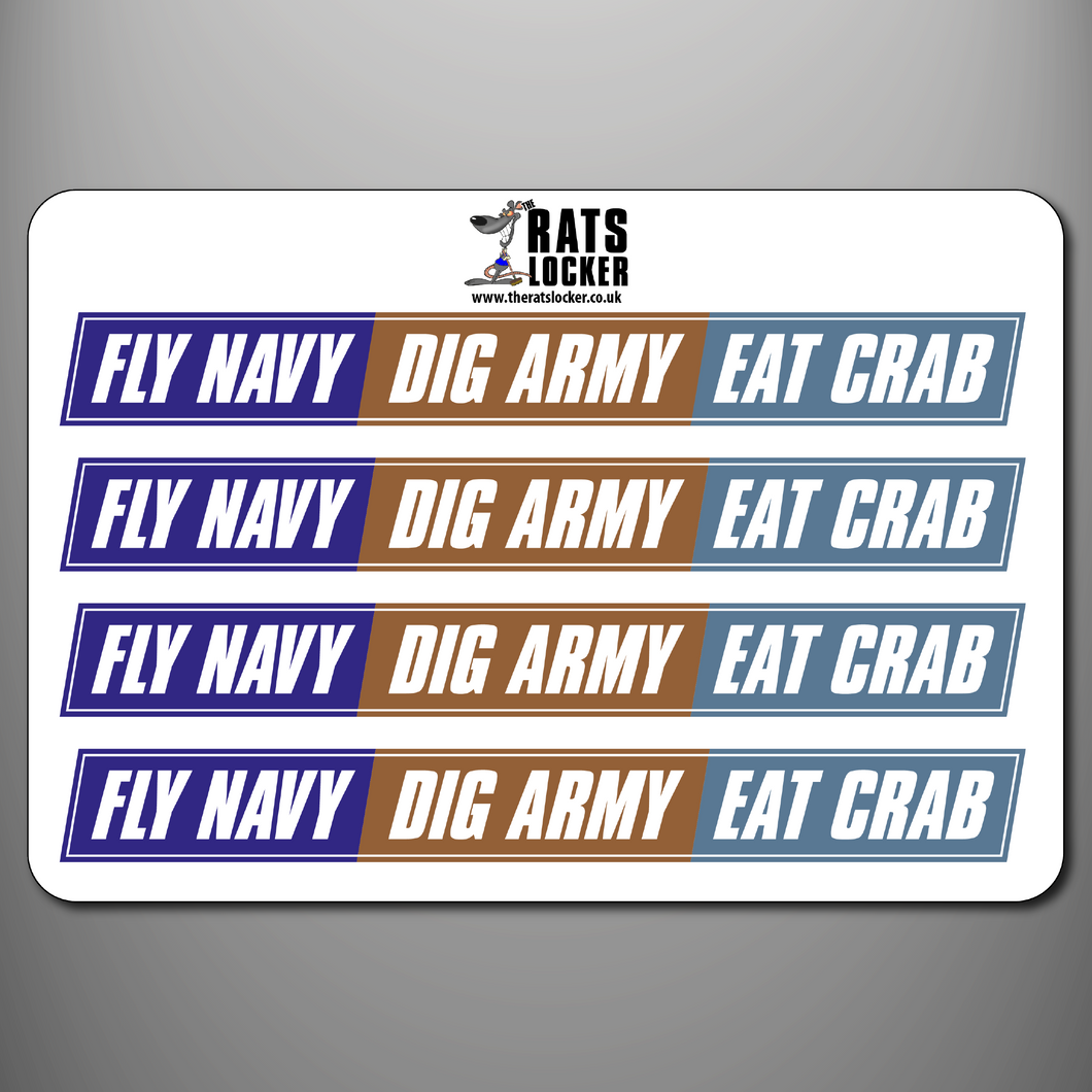 Fly Navy, Dig Army, Eat Crab Self Adhesive Sticker