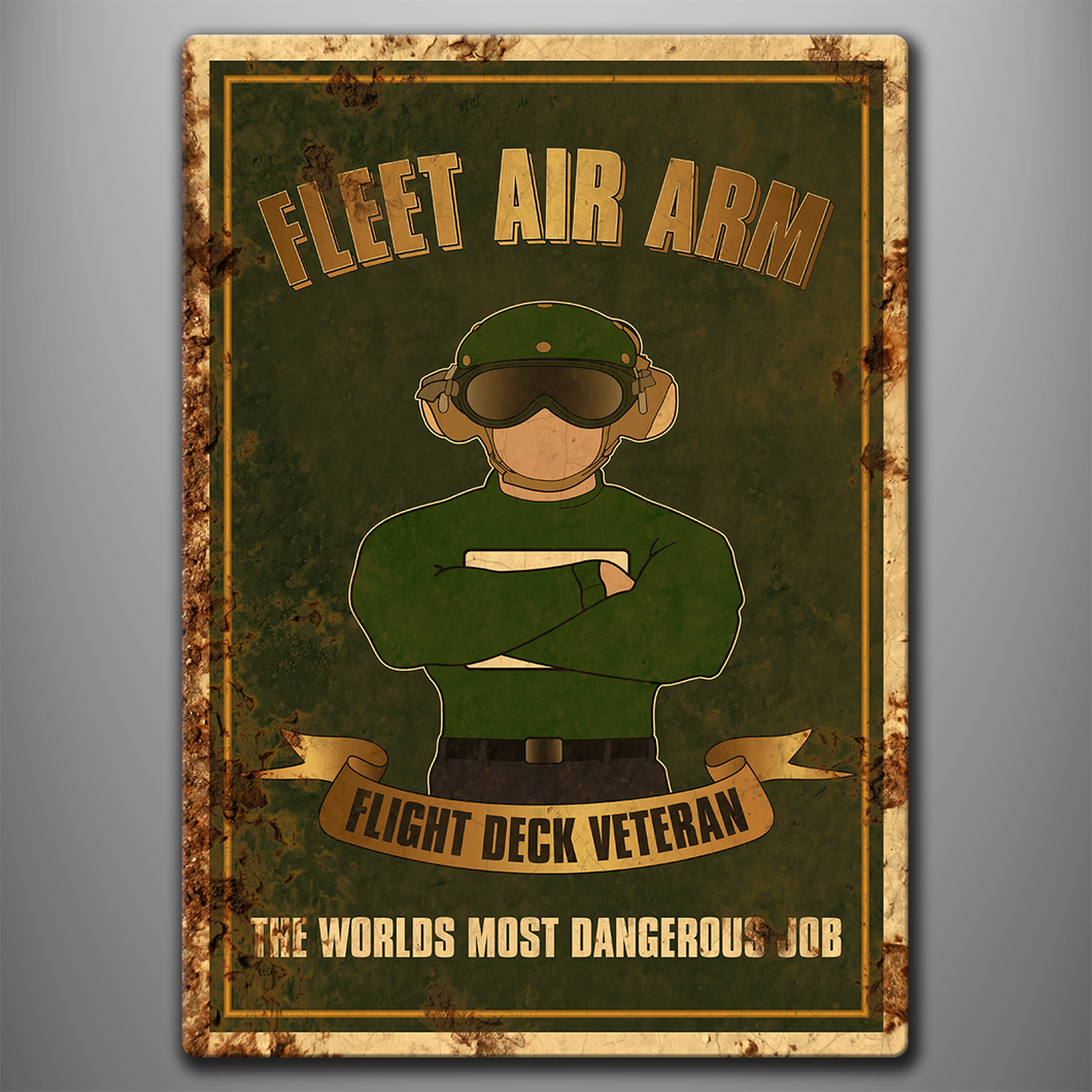 Vintage Style Aluminium Sign 'Flight Deck Veteran - Greenie'