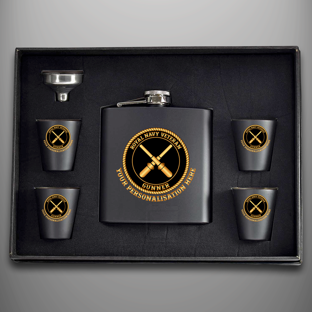 Royal Navy Veteran 'Gunner' Hip Flask - Personalised