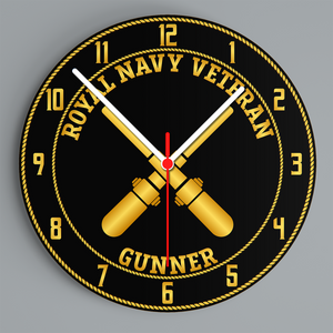 Royal Navy Veteran 'Gunner' Glass Hanging Photo Clock