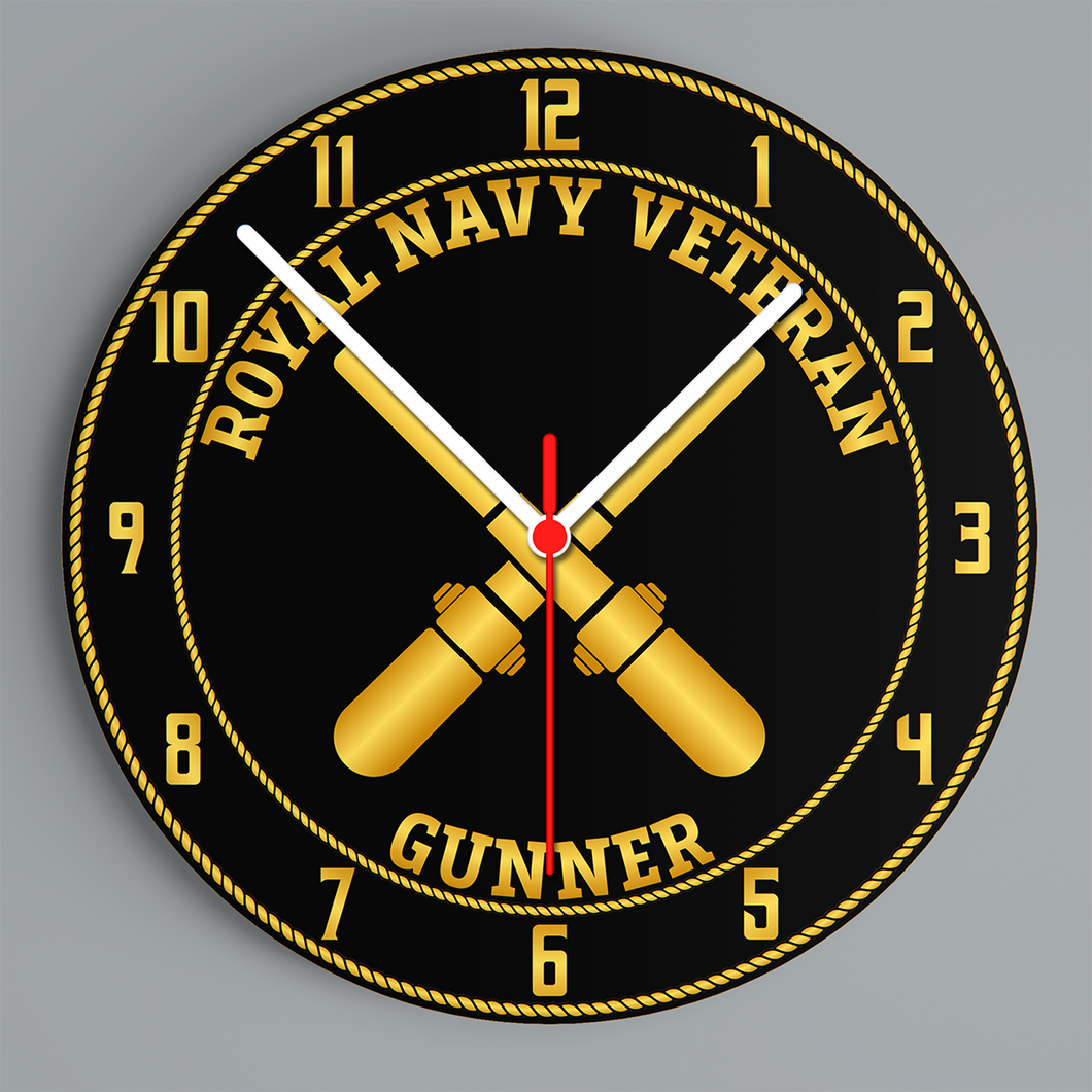 Royal Navy Veteran 'Gunner' Glass Hanging Photo Clock