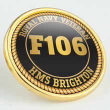 Load image into Gallery viewer, HMS Brighton F106 Pennant Number Pin/Lapel Badge
