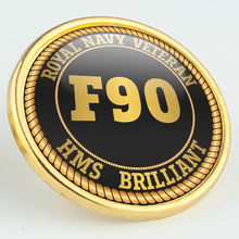 Load image into Gallery viewer, HMS Brilliant F90 Pennant Number Pin/Lapel Badge
