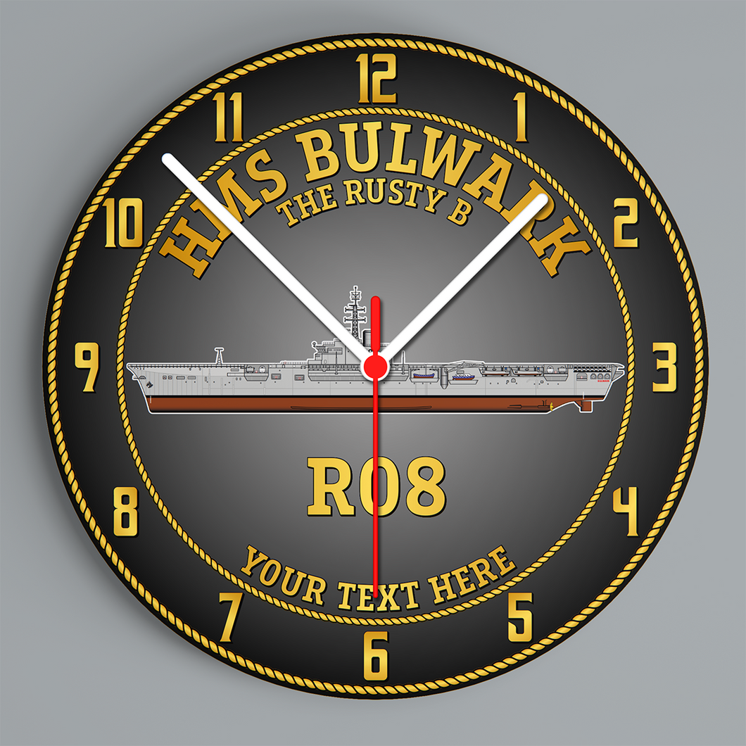 HMS Bulwark (RO8) Glass Hanging Photo Clock