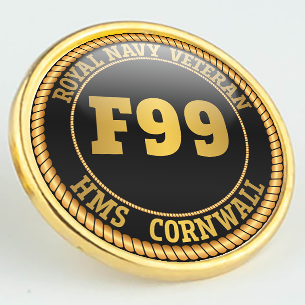 HMS Cornwall F99 Pennant Number Pin/Lapel Badge