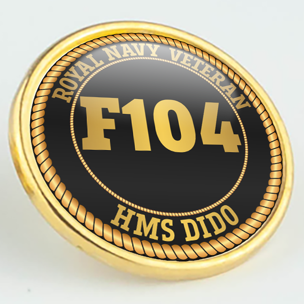 HMS Dido F104 Pennant Number Pin/Lapel Badge