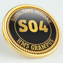 Load image into Gallery viewer, HMS Grampus S04 Pennant Number Pin/Lapel Badge
