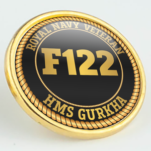 HMS Gurkha F122 Pennant Number Pin/Lapel Badge