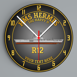 HMS Hermes (R12) Glass Hanging Photo Clock