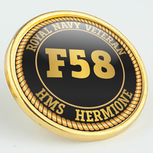 Load image into Gallery viewer, HMS Hermione F58 Pennant Number Pin/Lapel Badge
