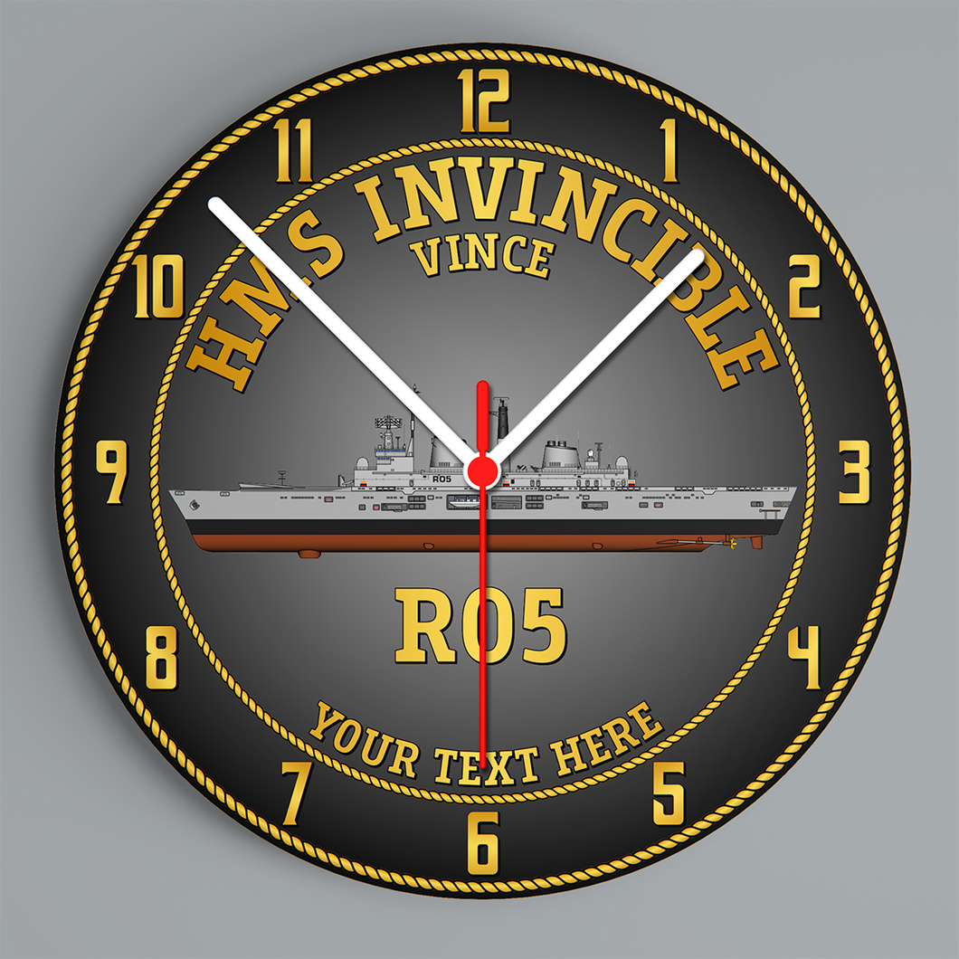 HMS Invincible (RO5) Glass Hanging Photo Clock