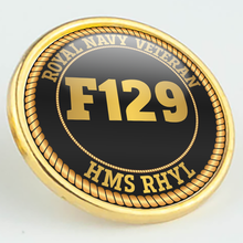 Load image into Gallery viewer, HMS Rhyl F129 Pennant Number Pin/Lapel Badge
