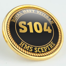 Load image into Gallery viewer, HMS Sceptre S104 Pennant Number Pin/Lapel Badge
