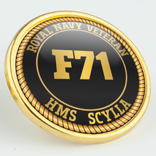 Load image into Gallery viewer, HMS Scylla F71 Pennant Number Pin/Lapel Badge
