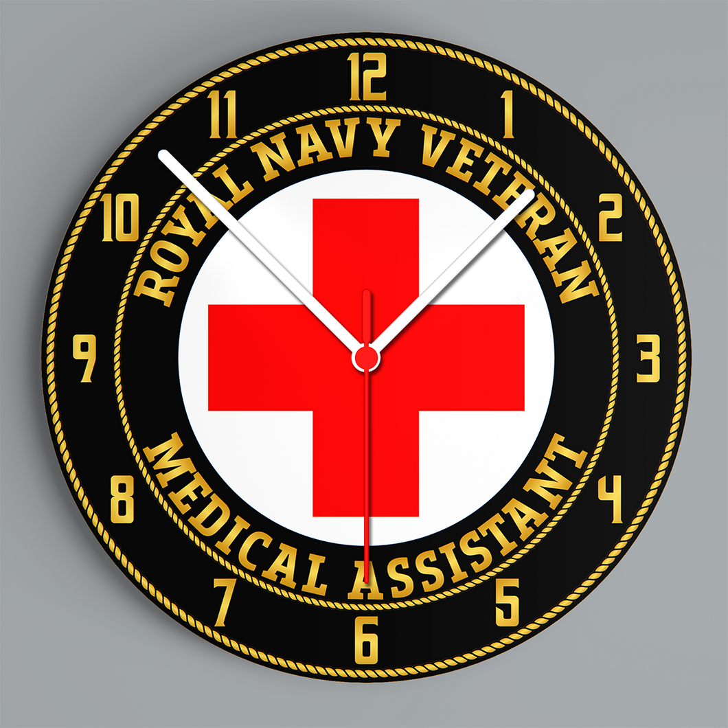 Royal Navy Veteran 'Medical Assistant' Glass Hanging Photo Clock