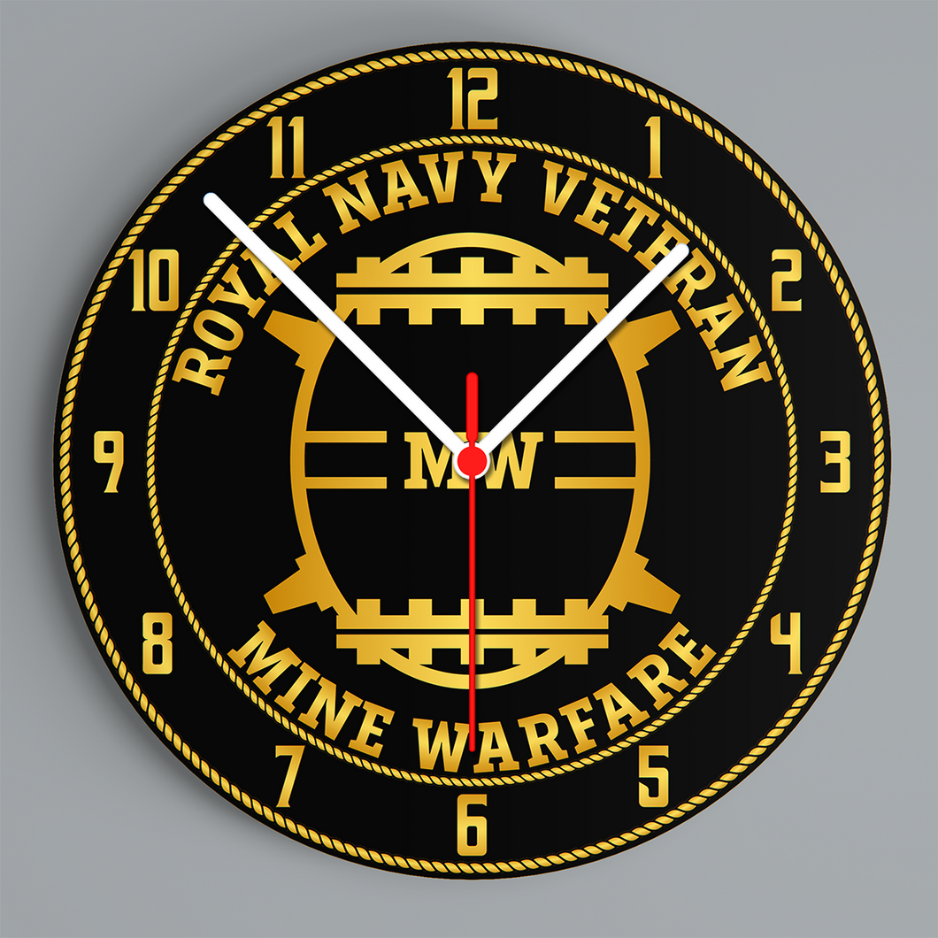 Royal Navy Veteran 'Mine Warfare' Glass Hanging Photo Clock