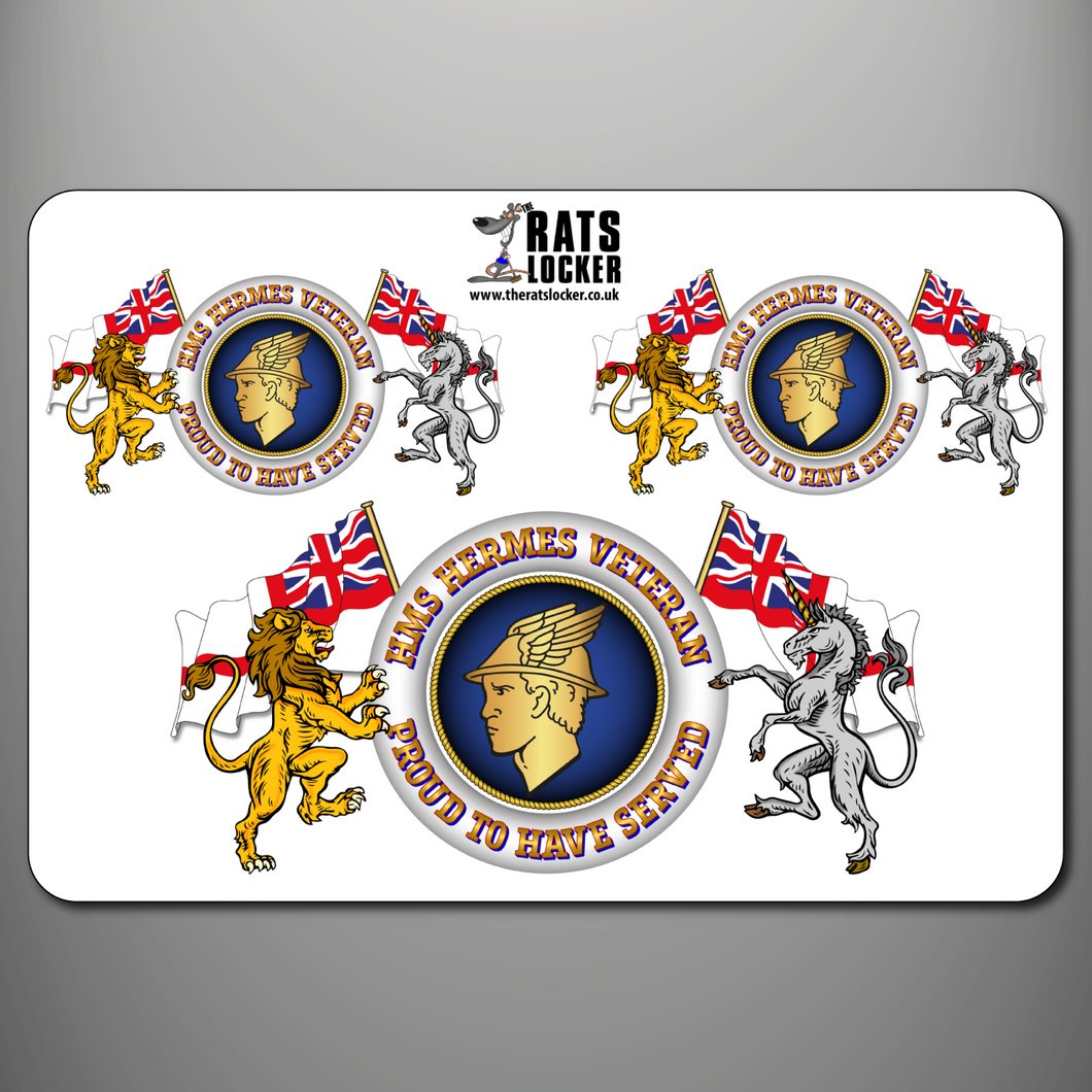 HMS Hermes Veteran 'Proud to Have Served' Self Adhesive Sticker Sheet