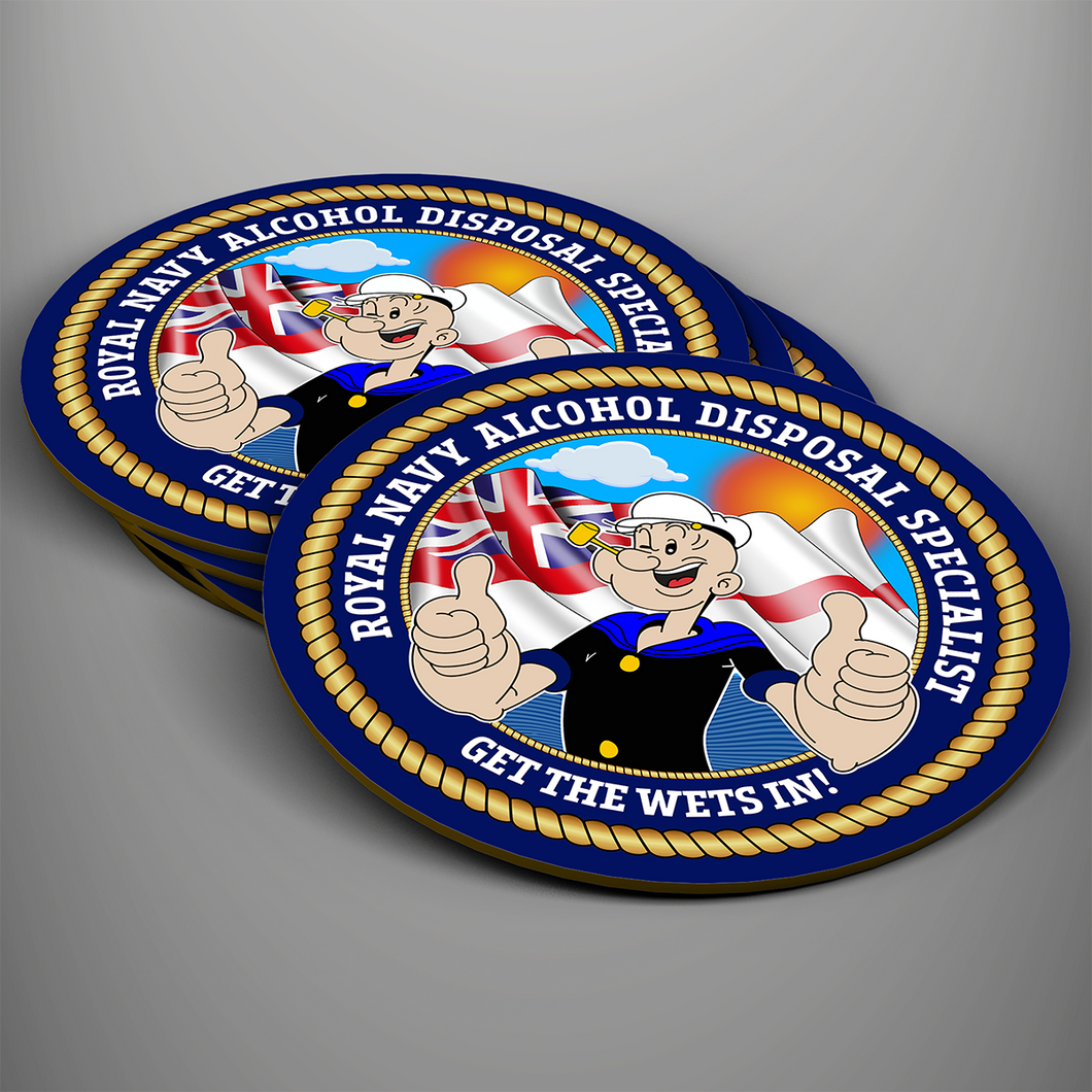 Royal Navy Alcohol Disposal Specialist 'Get The Wets In' Coaster