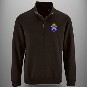 Royal Navy 'Anchors Crest' Zip Neck Sweatshirt