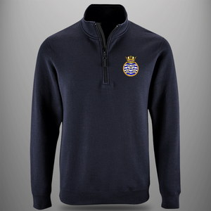 Royal Navy 'Anchors Crest' Zip Neck Sweatshirt