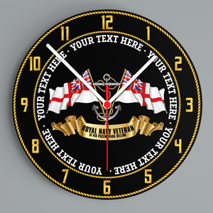 Royal Navy Veteran Glass Hanging Photo Clock - Personalised