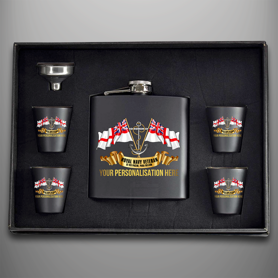 Royal Navy Veteran Hip Flask - Personalised