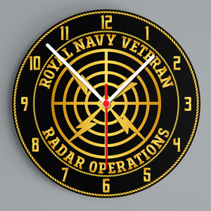 Royal Navy Veteran 'Radar Operations' Glass Hanging Photo Clock