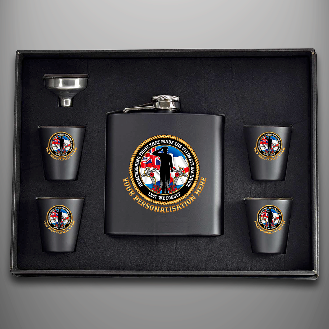 Royal Navy 'Remembrance' Hip Flask - Personalised