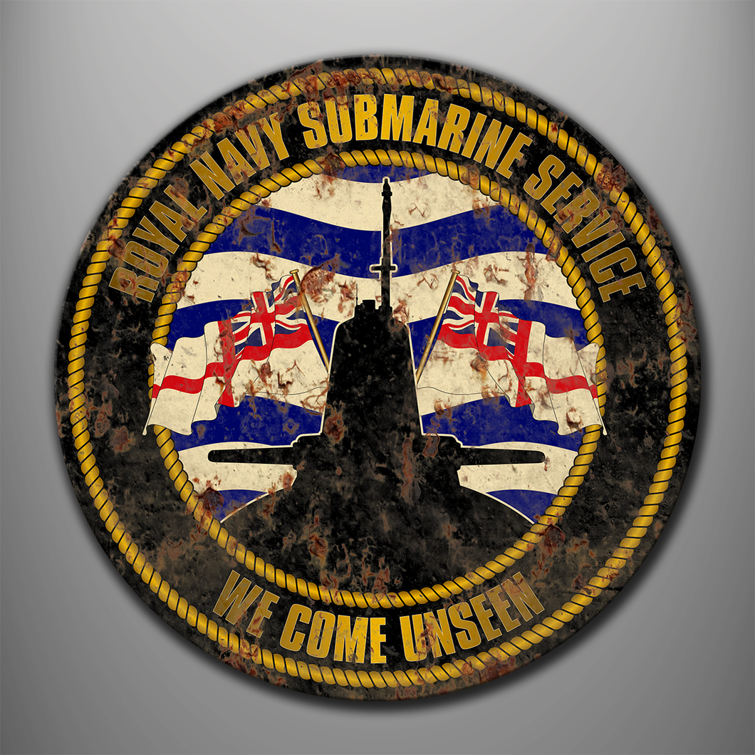 Vintage Style Aluminium Sign 'Royal Nab=vy Submarine Service'