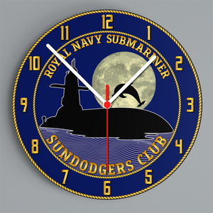 Royal Navy Submariners 'Sundodgers Club' Glass Hanging Photo Clock