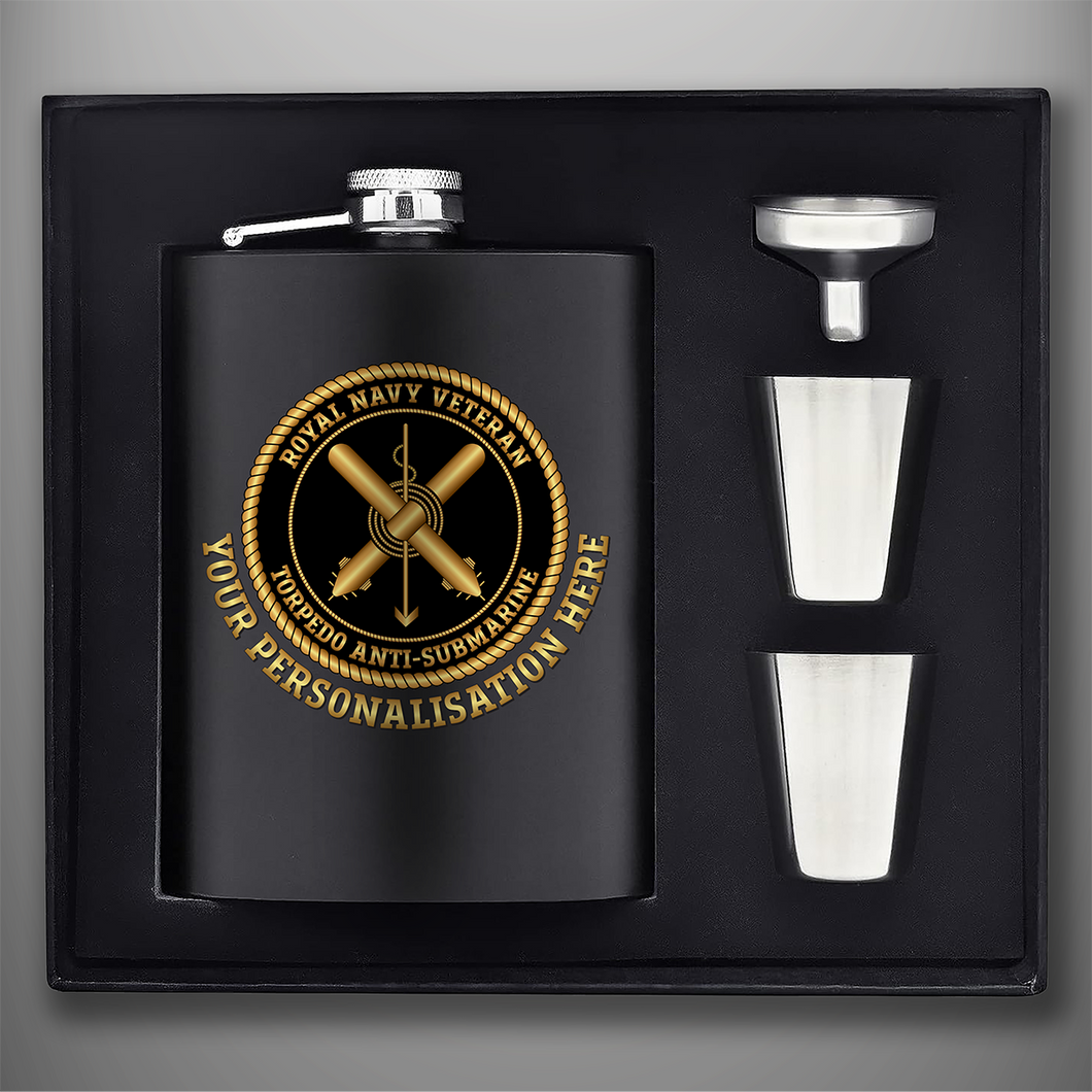 Royal Navy Veteran 'Torpedo Anti-Submarine' Hip Flask - Personalised