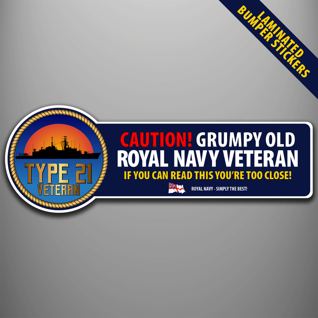 Royal Navy 'Type 21 Veteran' Laminated Bumper Stickers