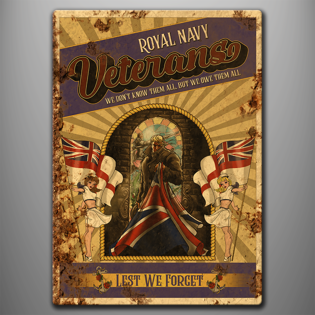 Vintage Style Aluminium Sign 'Veterans Remembrance'