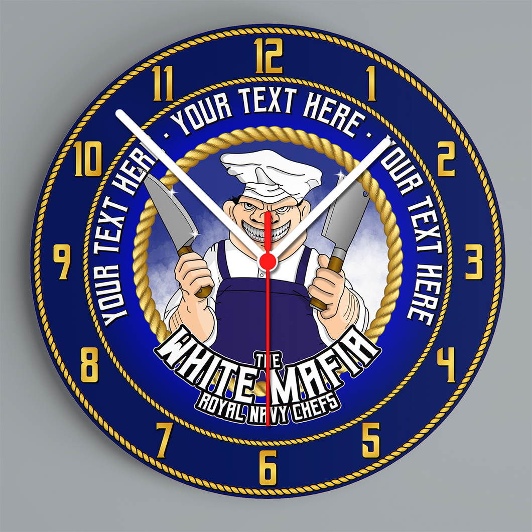 Royal Navy Chefs 'White Mafia' Glass Hanging Photo Clock - Personalised