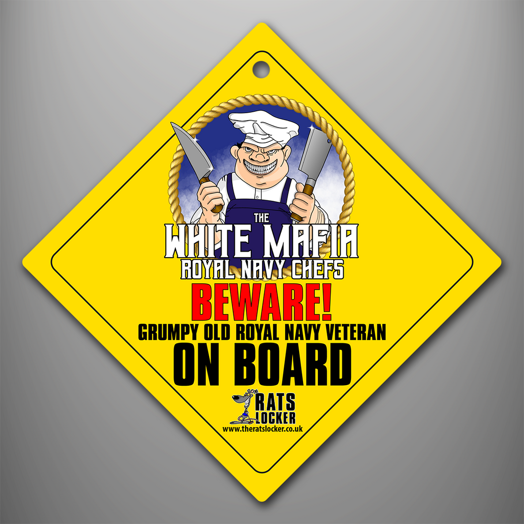 Grumpy Old Royal Navy Veteran 'White Mafia' - Car Window Sign