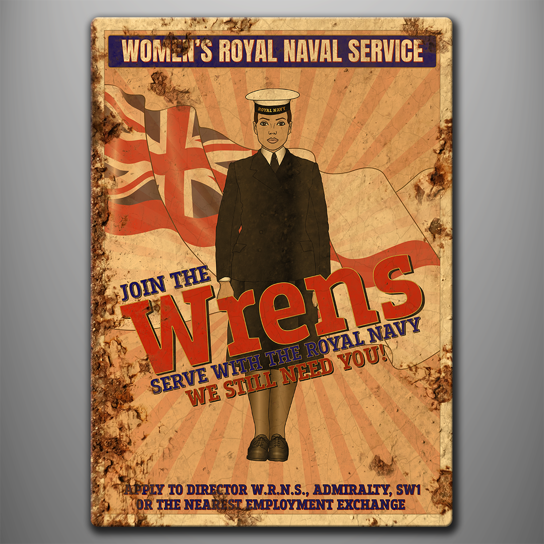 Vintage Style Aluminium Sign 'Wrens Vintage Recruitment'