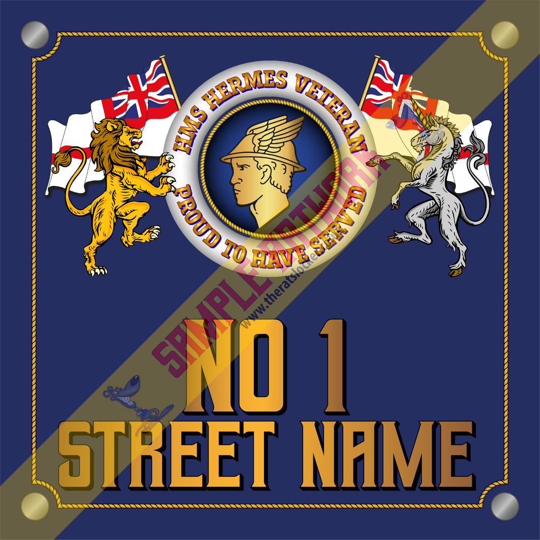 HMS HERMES VETERAN - PROUD TO HAVE SERVED - Personalised House Sign