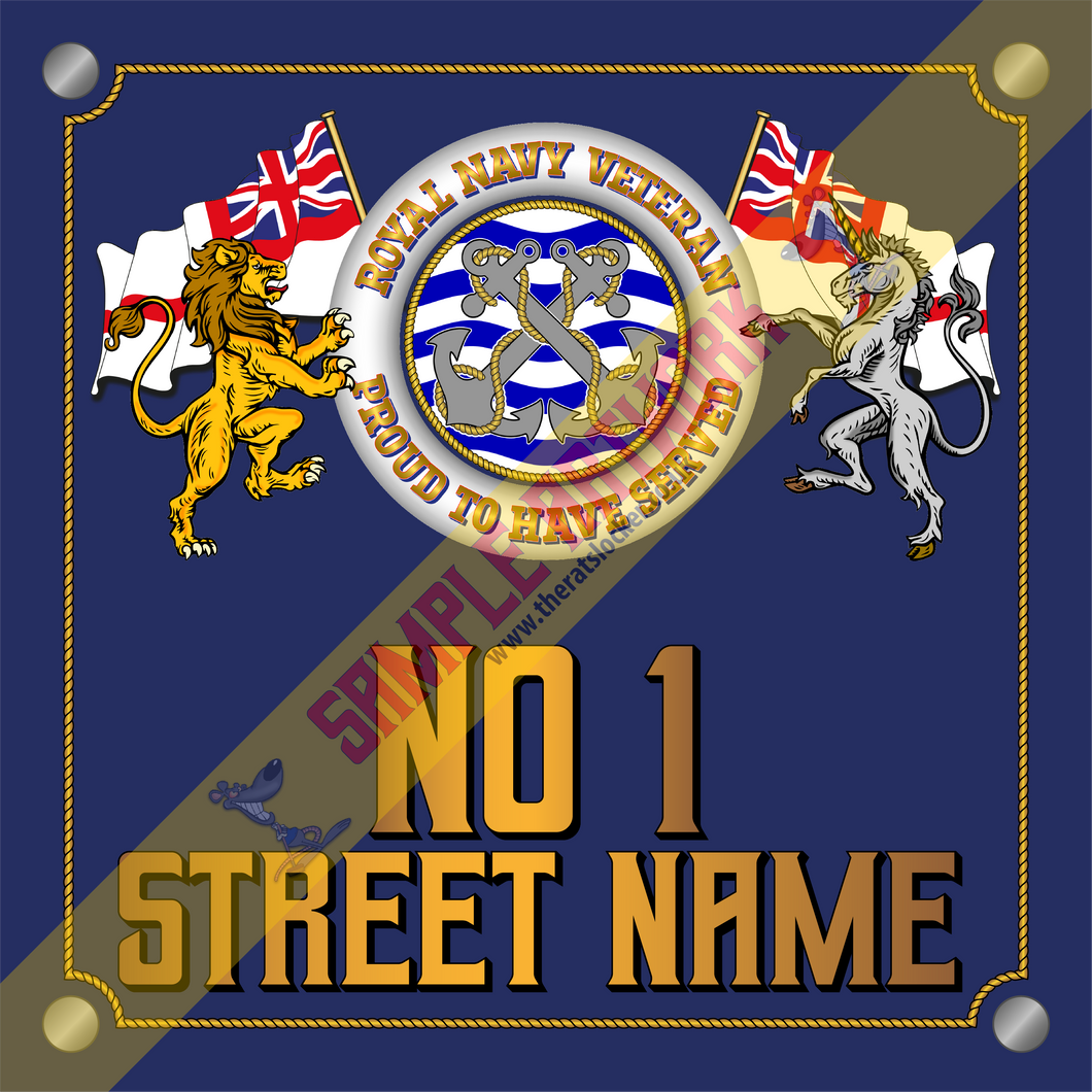 ROYAL NAVY VETERAN - PROUD TO HAVE SERVED - Personalised House Sign